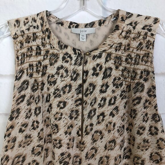Joie Corie 100% Silk Blouse Size XXS Leopard Print - Picture 2 of 5